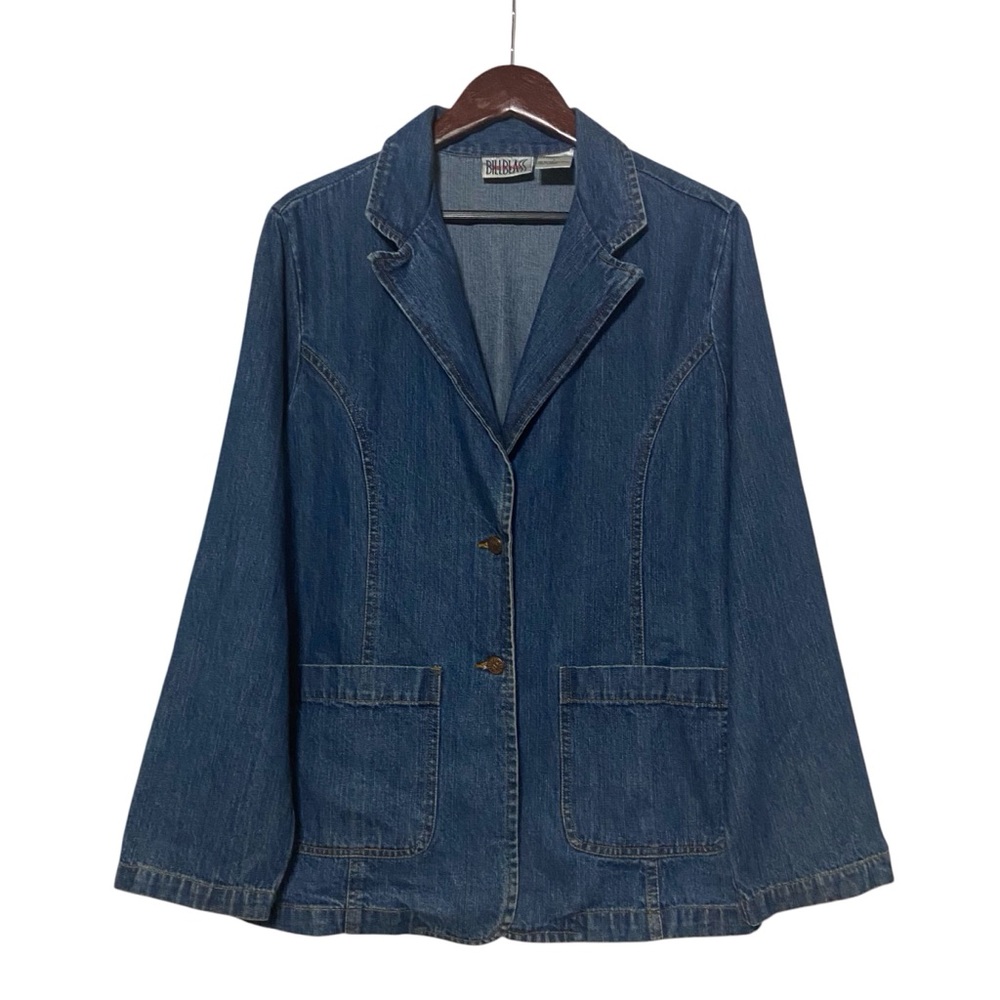 Vintage 90s Bill Bliss Jeans Blazer Dark Denim Jean Jacket Coat Blue
